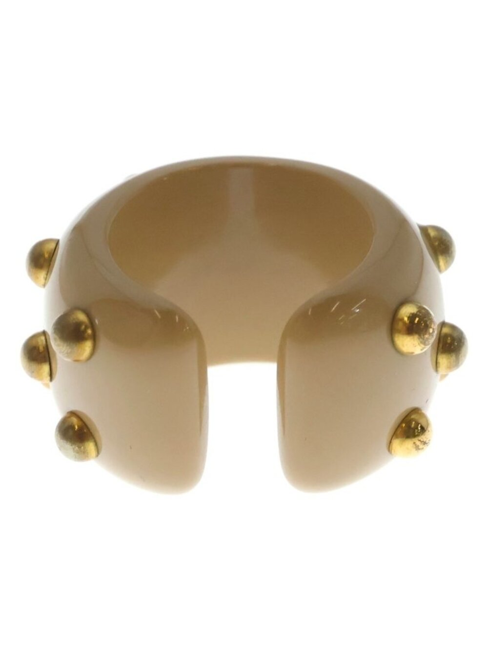 Chanel CC Logo Studded Ring Beige Gold - Picture 2 of 8